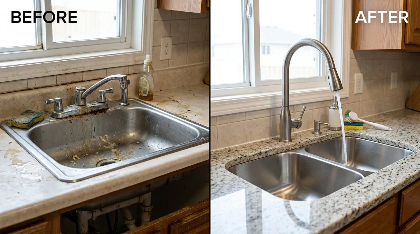 Faucets and Sinks Repair Before and After - Bonita Wood Plumbing Lakewood CO