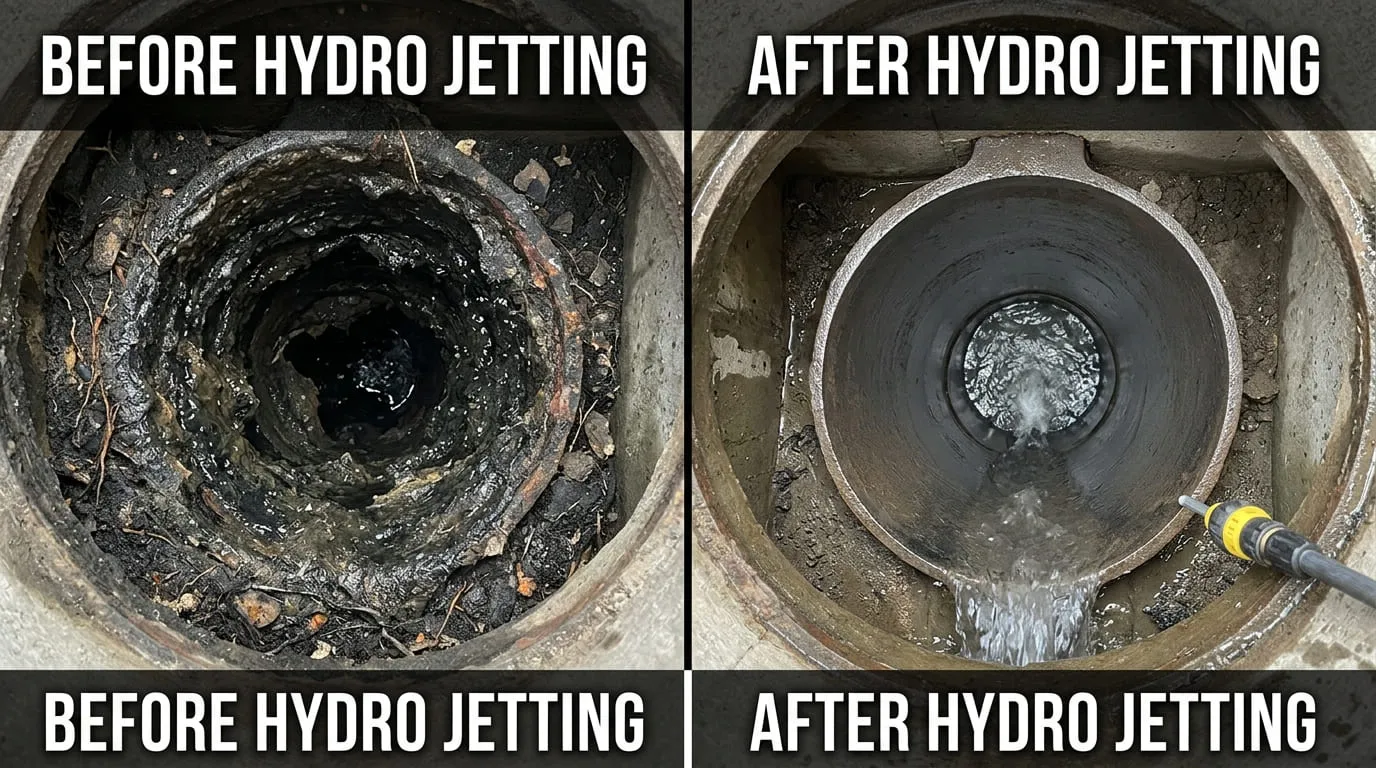 Hydro Jetting Service Before and After - Bonita Wood Plumbing Lakewood CO